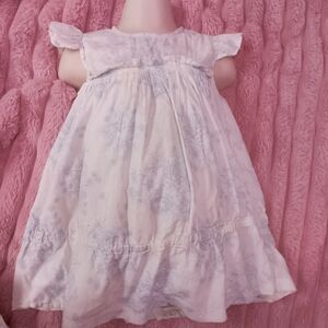 First Impressions Cream and Gray Floral Kids Dress